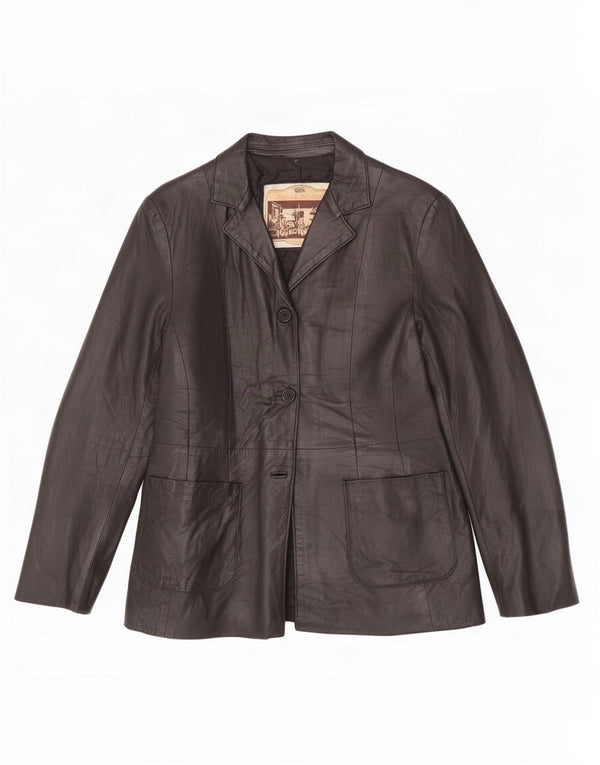 Giacca Blazer in Pelle da Donna a 2 Bottoni Antica Pelleria IT 44 Media Nera