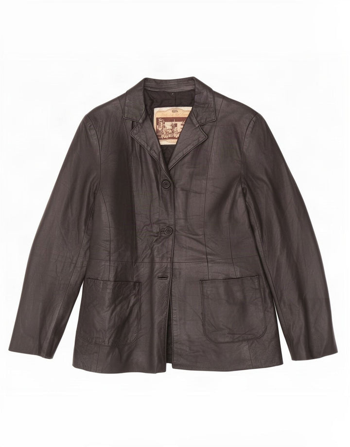 Giacca Blazer in Pelle da Donna a 2 Bottoni Antica Pelleria IT 44 Media Nera