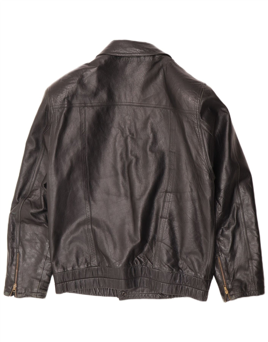 Giacca in pelle vintage da uomo UK 36 piccola in pelle nera