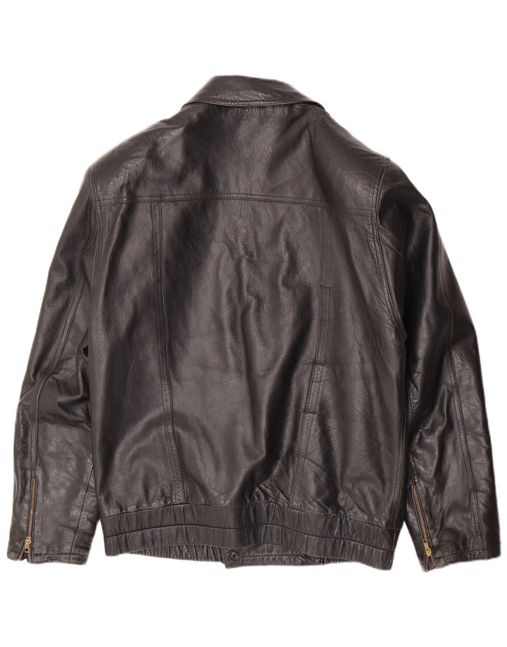 Giacca in pelle vintage da uomo UK 36 piccola in pelle nera