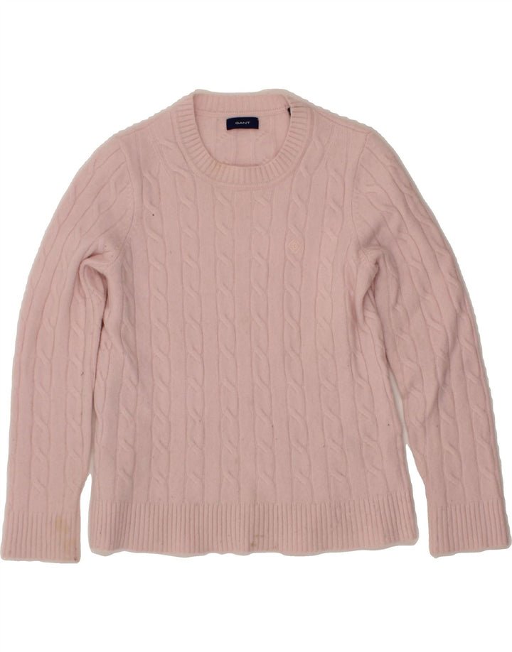 GANT Womens Crew Neck Jumper Sweater UK 10 Small Pink Wool Vintage Gant and Second-Hand Gant from Messina Hembry 