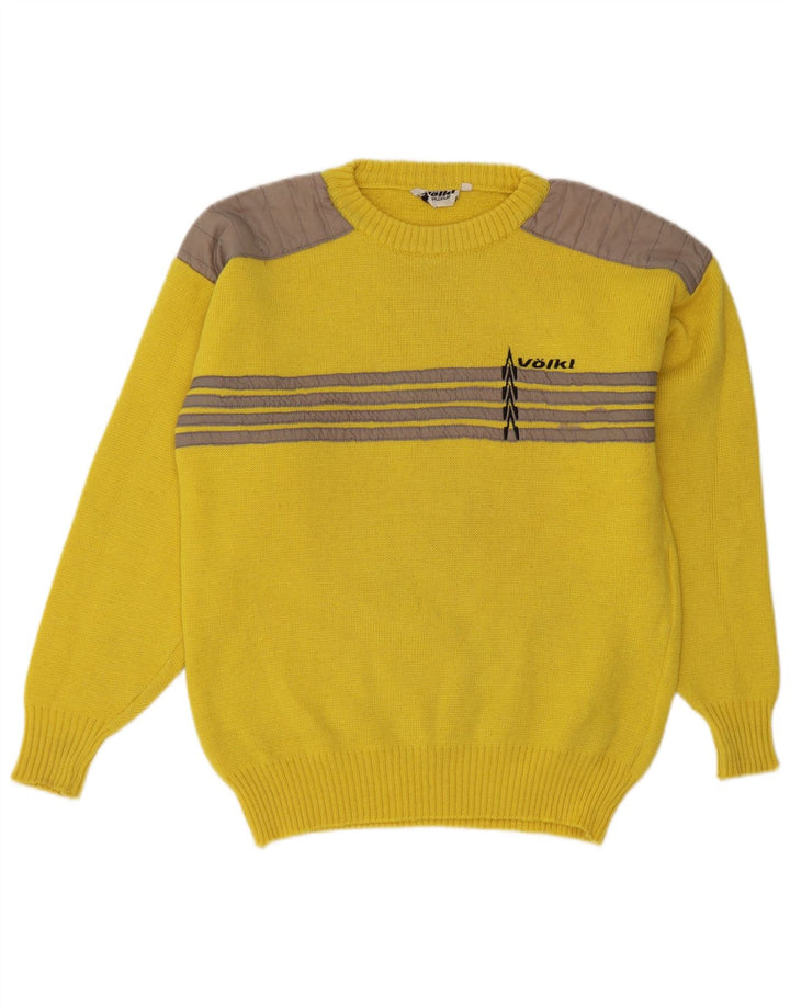 Maglione maglione girocollo da uomo Volkl IT 48 piccolo in lana a righe gialle