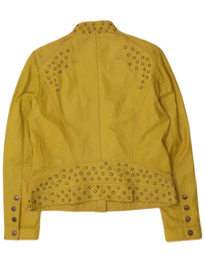 Giacca in pelle da donna Biba UK 14 Pelle maculata gialla media