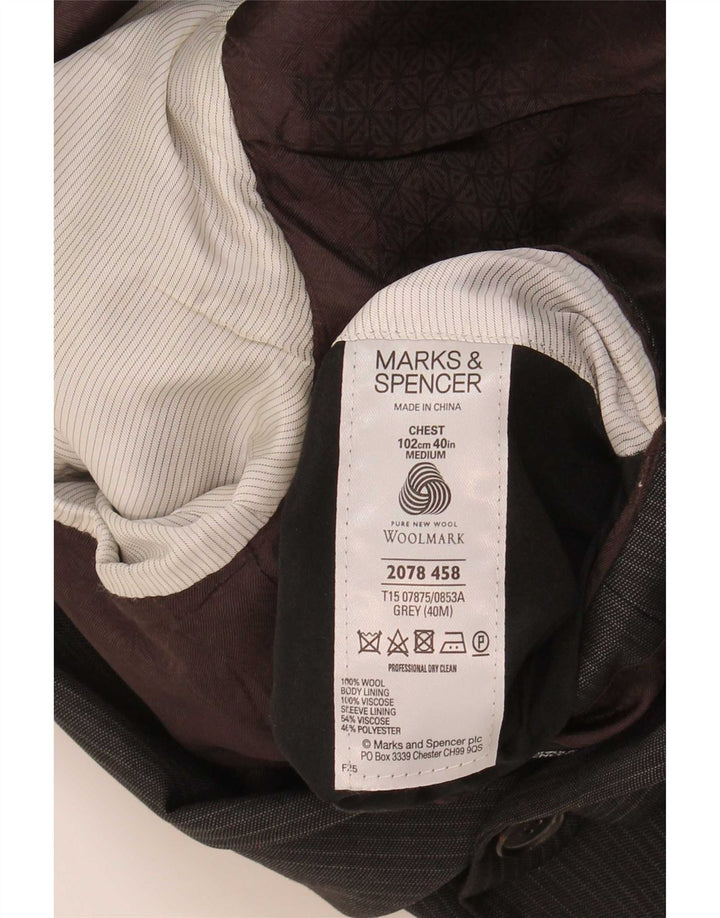Giacca blazer a 2 bottoni da uomo Marks & Spencer UK 40 gessato grigio medio