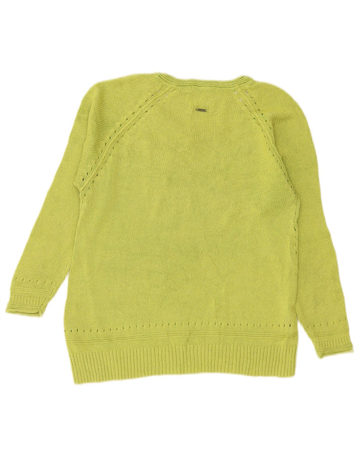 Maglione maglione con scollo a V da donna White Stuff UK 8 piccolo cotone verde
