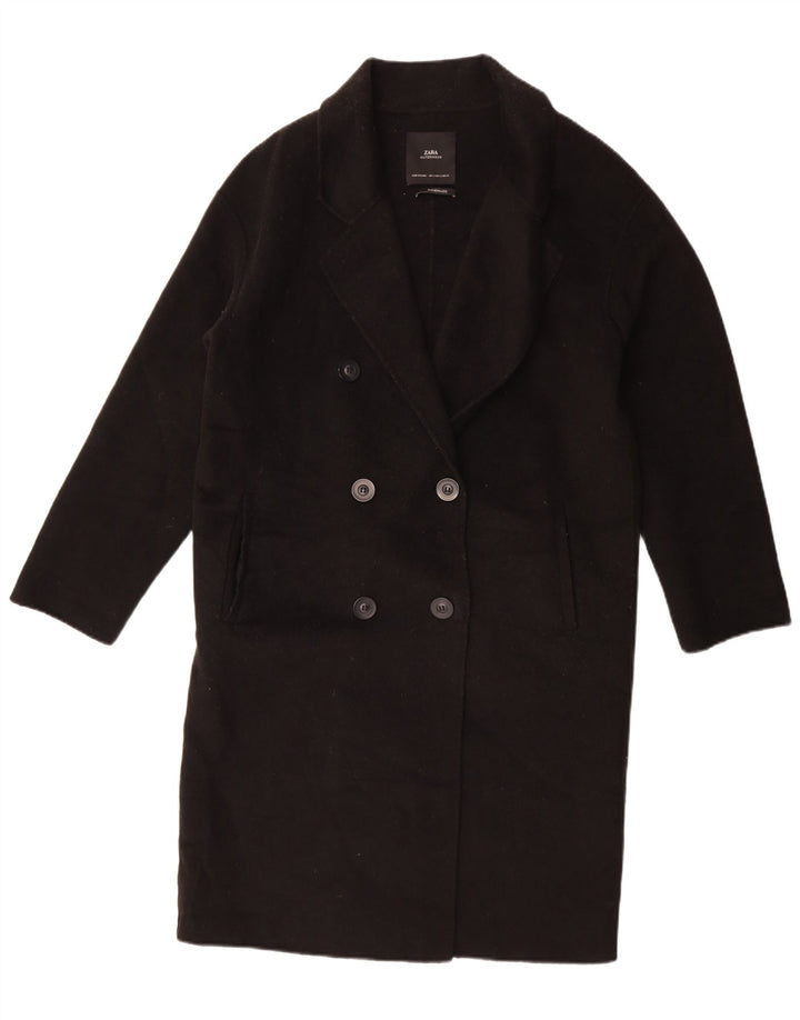 Cappotto doppiopetto oversize da donna Zara UK 10 piccolo in lana nera
