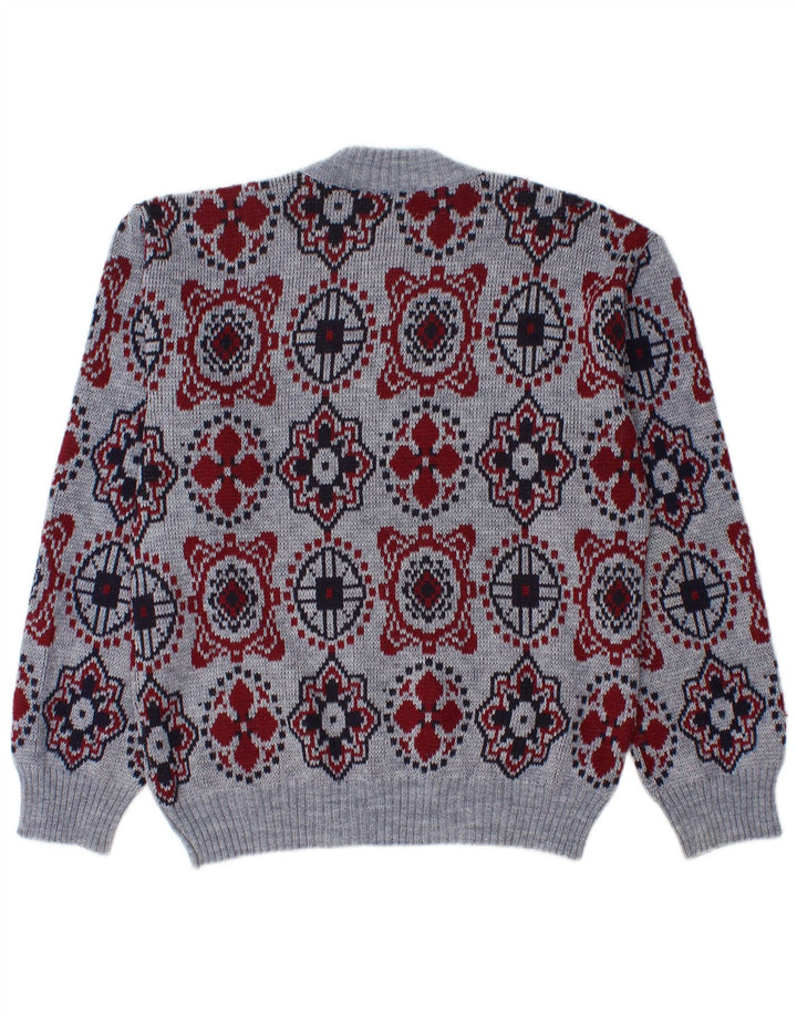 Maglione maglione girocollo da uomo VINTAGE blu medio Fair Isle