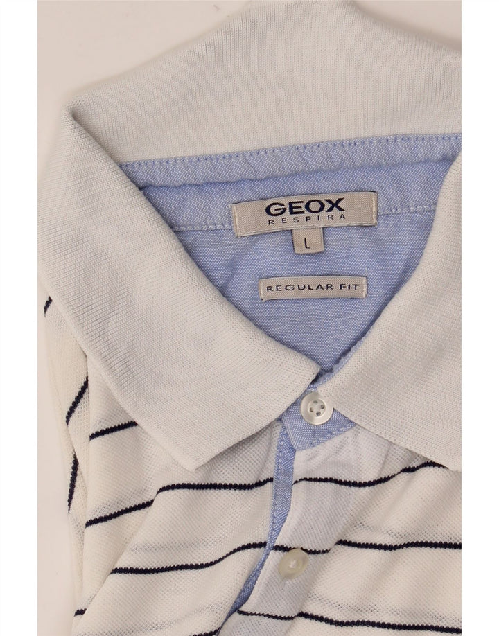 Polo Geox Respira da uomo vestibilità regolare, a righe grandi bianche