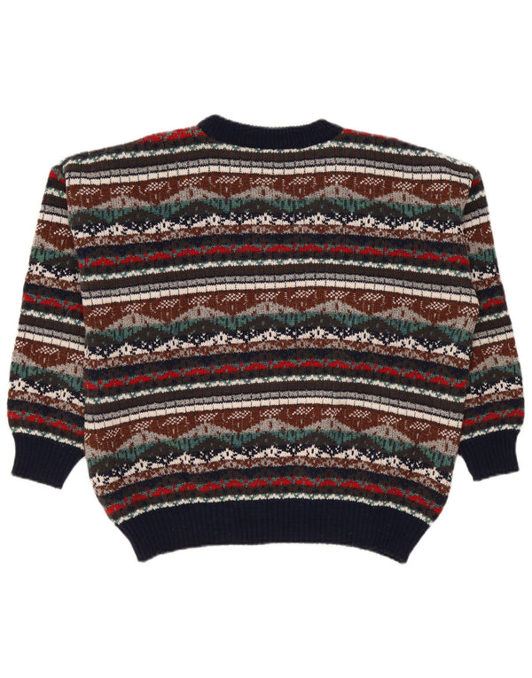 Maglione maglione girocollo vintage da uomo XL multicolore Fair Isle