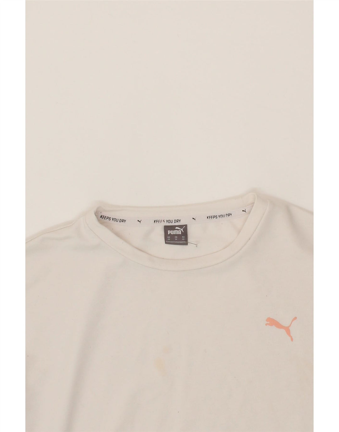 PUMA Womens Oversized Graphic Crop Sweatshirt Jumper UK 6 XS White Vintage Puma and Second-Hand Puma from Messina Hembry 