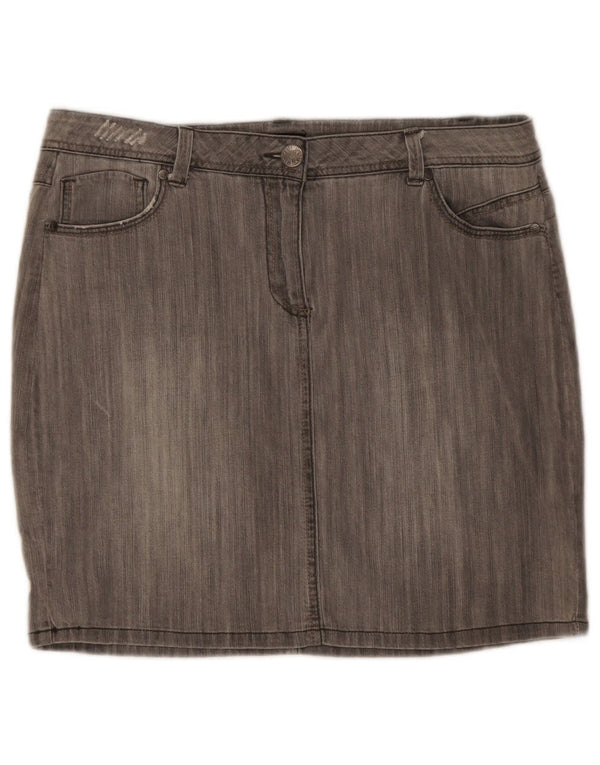 Mini gonna di jeans da donna M&Co UK 14 grande W34 grigia