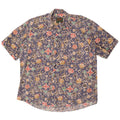 Camicia vintage da uomo a maniche corte grande floreale blu