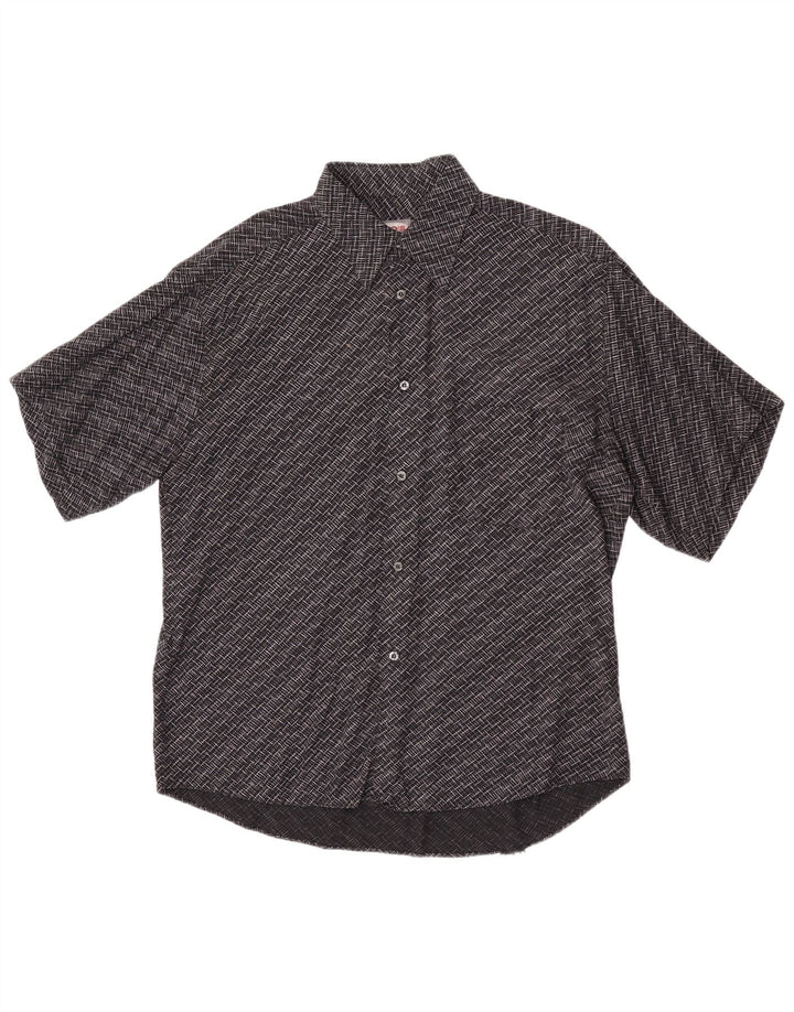 Camicia a maniche corte da uomo Tipo' S Large in viscosa geometrica nera