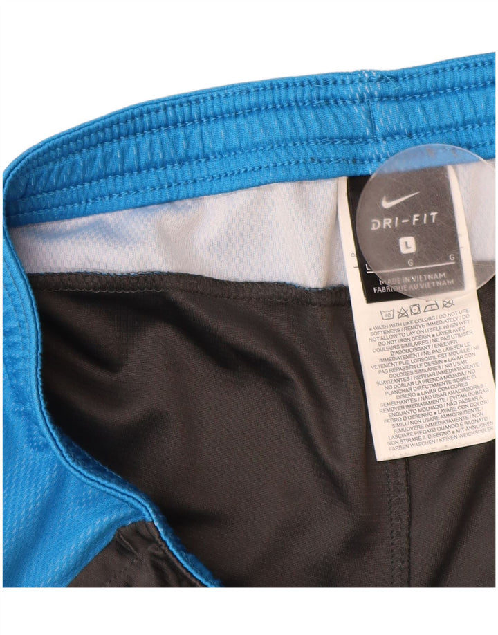 Pantaloncini sportivi Nike Dri Fit da uomo, grandi, in poliestere color block nero
