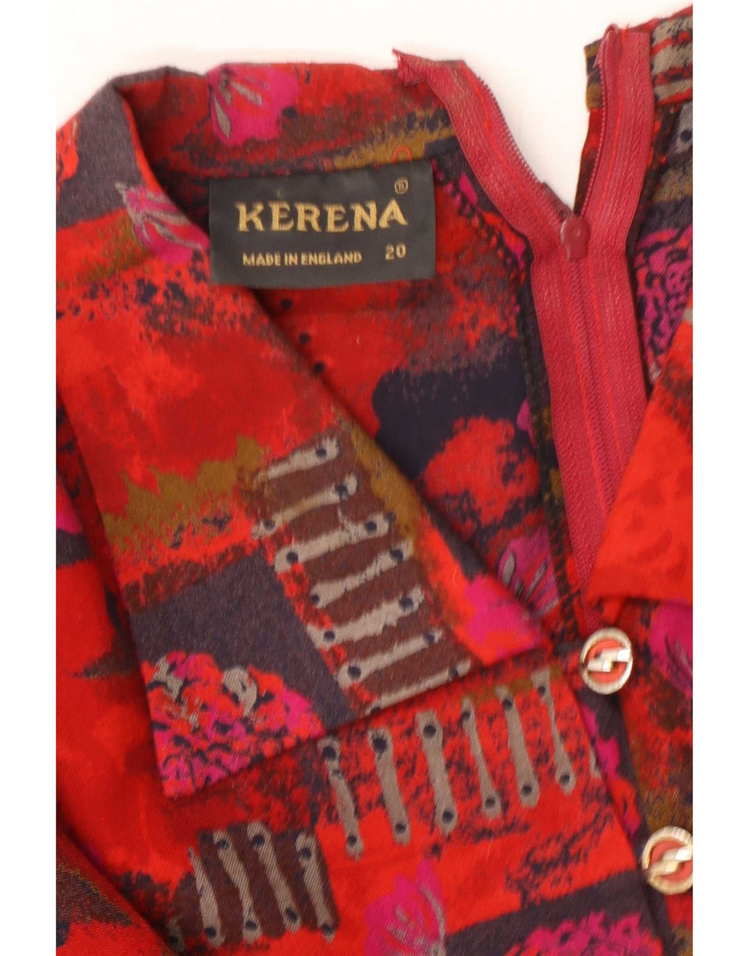 Abito lungo da donna a maniche lunghe Kerena UK 20 2XL Acrilico patchwork rosso