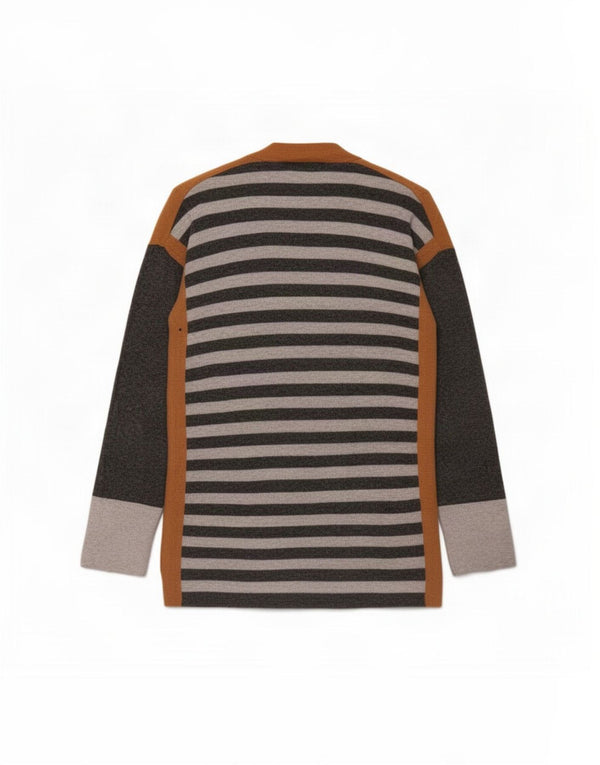 Maglione cardigan aperto con linea lunga da donna White Stuff UK 16 Large Grey Striped