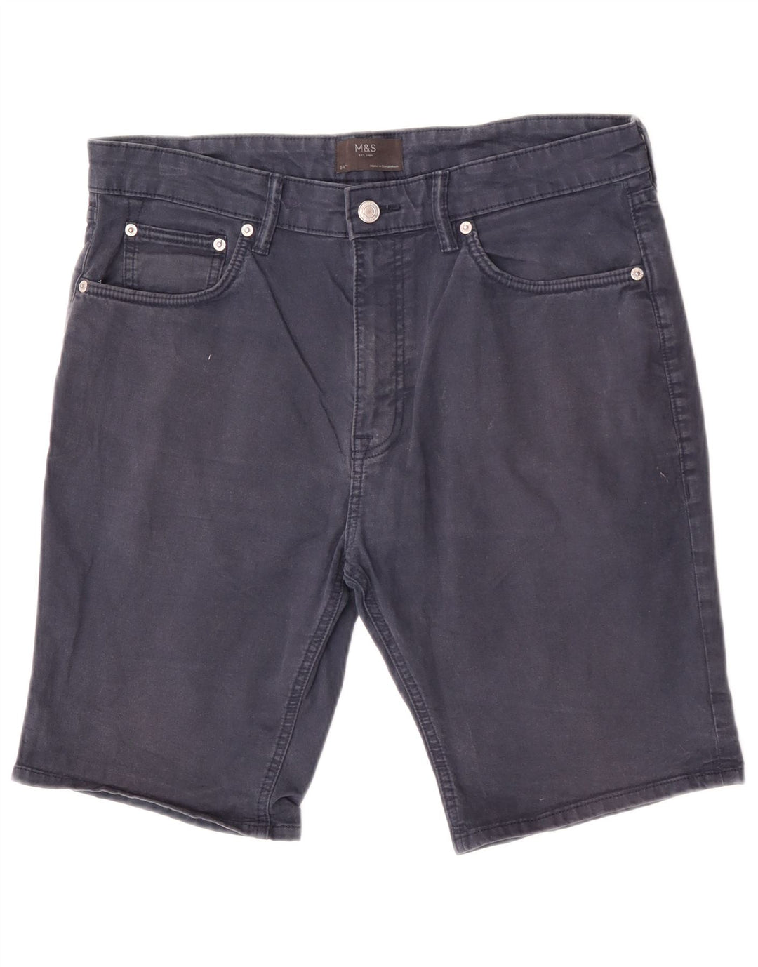 Pantaloncini casual da uomo Marks & Spencer W34 Large in cotone blu navy