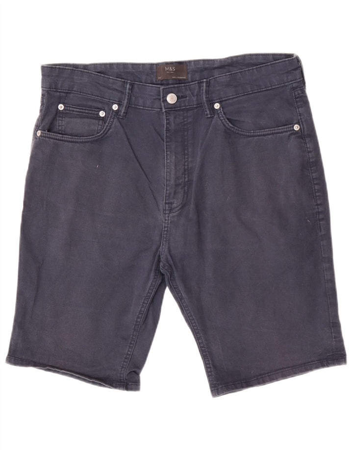 Pantaloncini casual da uomo Marks & Spencer W34 Large in cotone blu navy