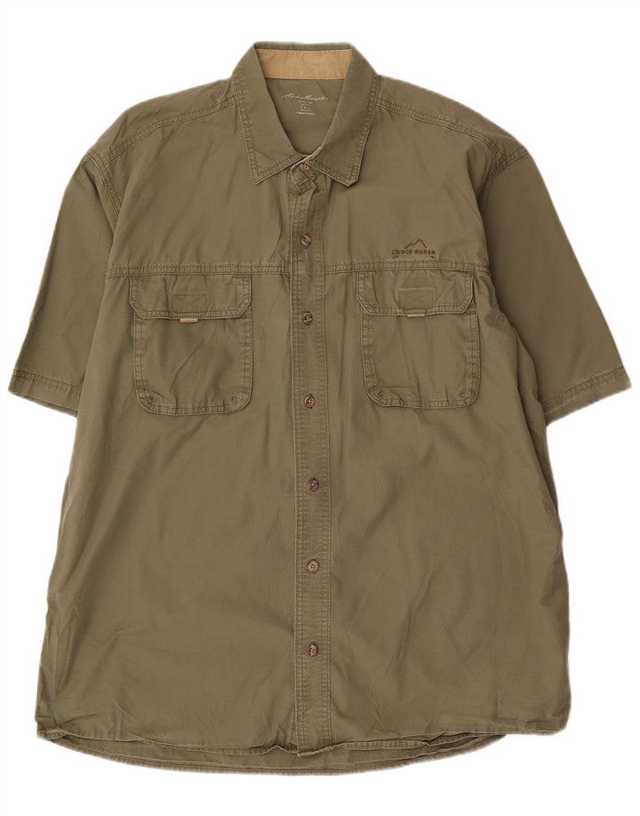 EDDIE BAUER Camicia a maniche corte da uomo grande in cotone kaki