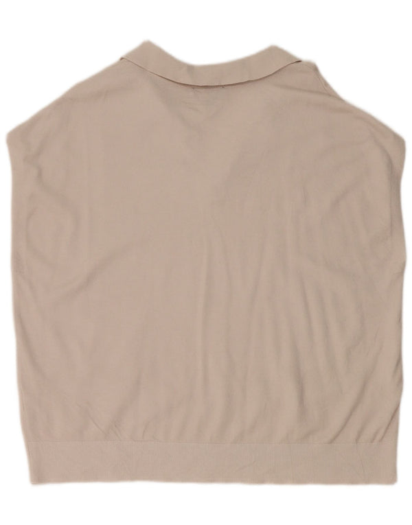 Dkny Womens Sleeveless Oversized Polo Shirt UK 18 XL Grey Rayon