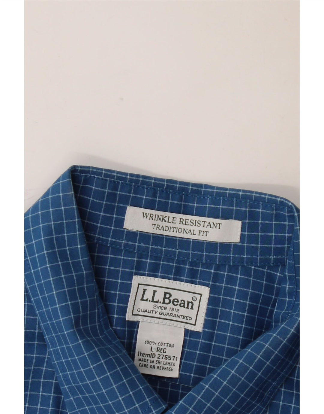 L.L.Bean Camicia da uomo a maniche corte dal taglio tradizionale, in cotone a quadri blu grande