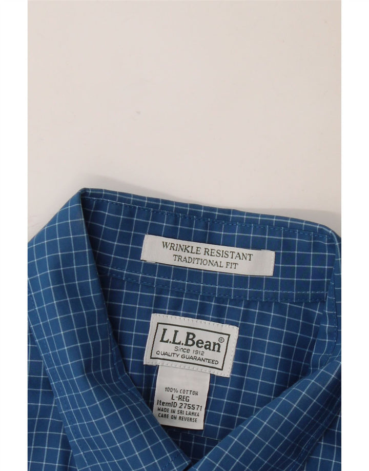 L.L.Bean Camicia da uomo a maniche corte dal taglio tradizionale, in cotone a quadri blu grande