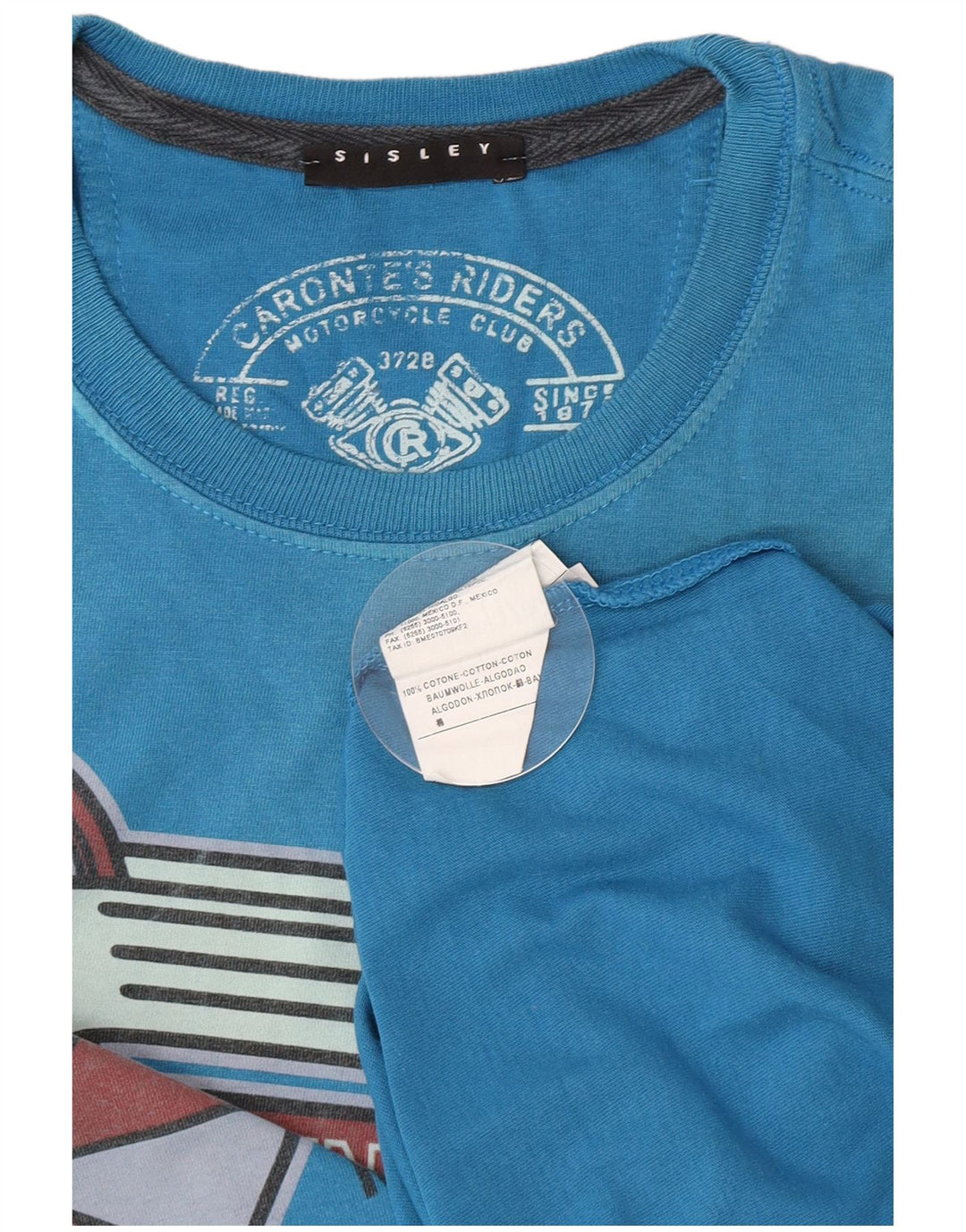 T-shirt grafica da uomo Sisley Top piccola in cotone blu