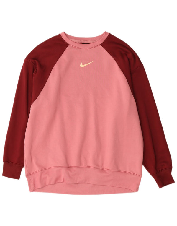 Nike Mens Sweatshirt Jumper Medium Pink Colourblock Cotton
