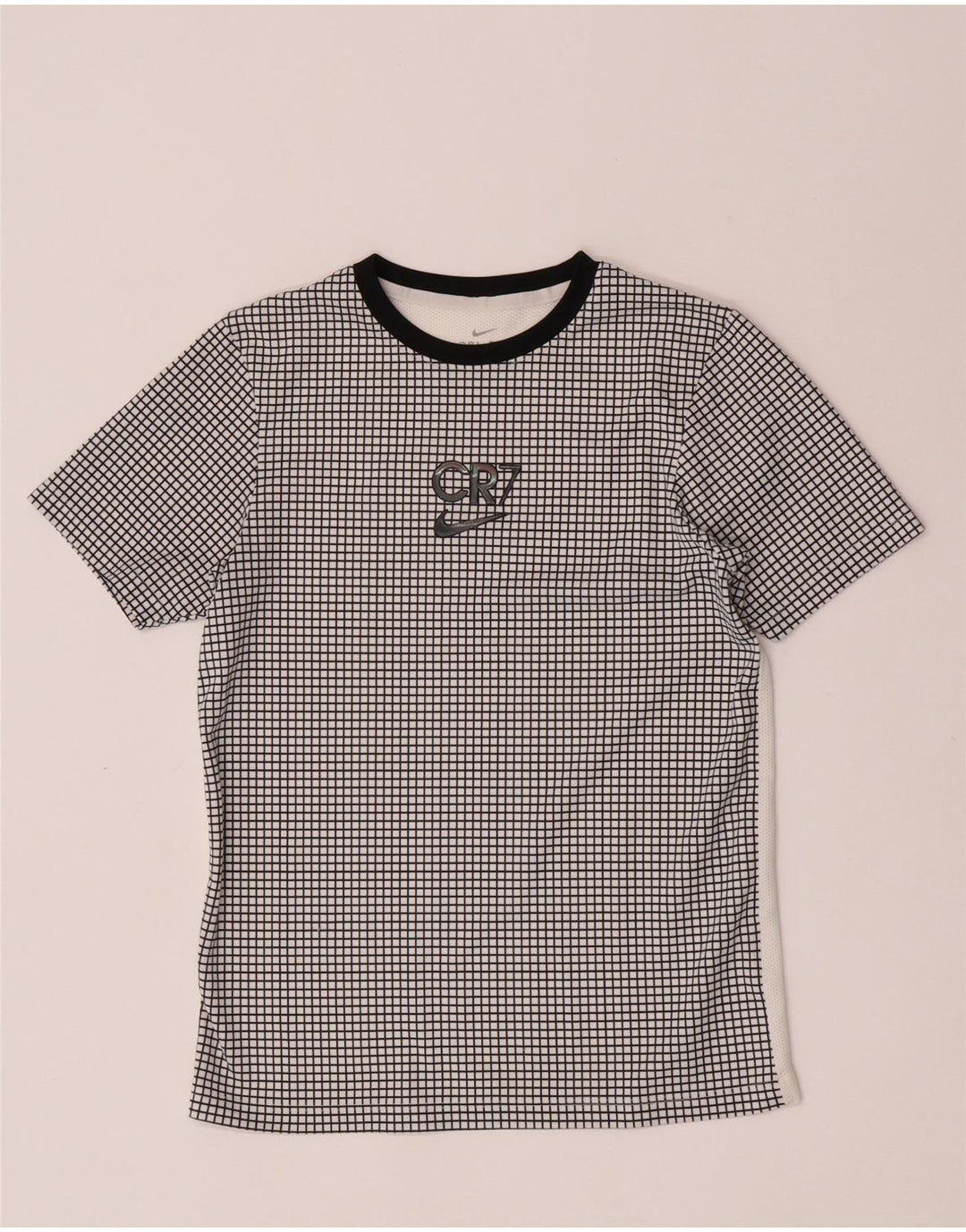 T-shirt grafica Nike CR7 da ragazzo, 12-13 anni, a quadri bianchi grandi