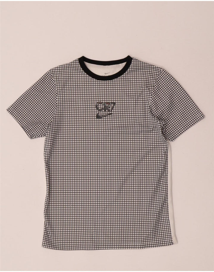 T-shirt grafica Nike CR7 da ragazzo, 12-13 anni, a quadri bianchi grandi