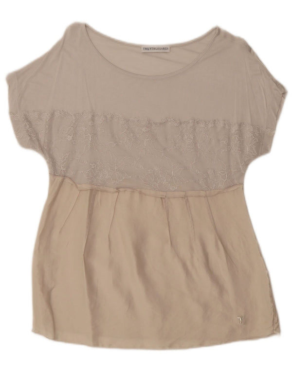 Trussardi Womens Blouse Top UK 14 Large Beige