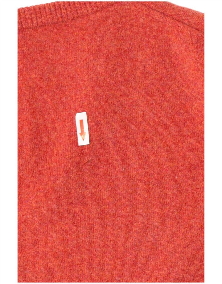 Maglione maglione vintage da donna con scollo a V UK 12 Lana merino rosa medio