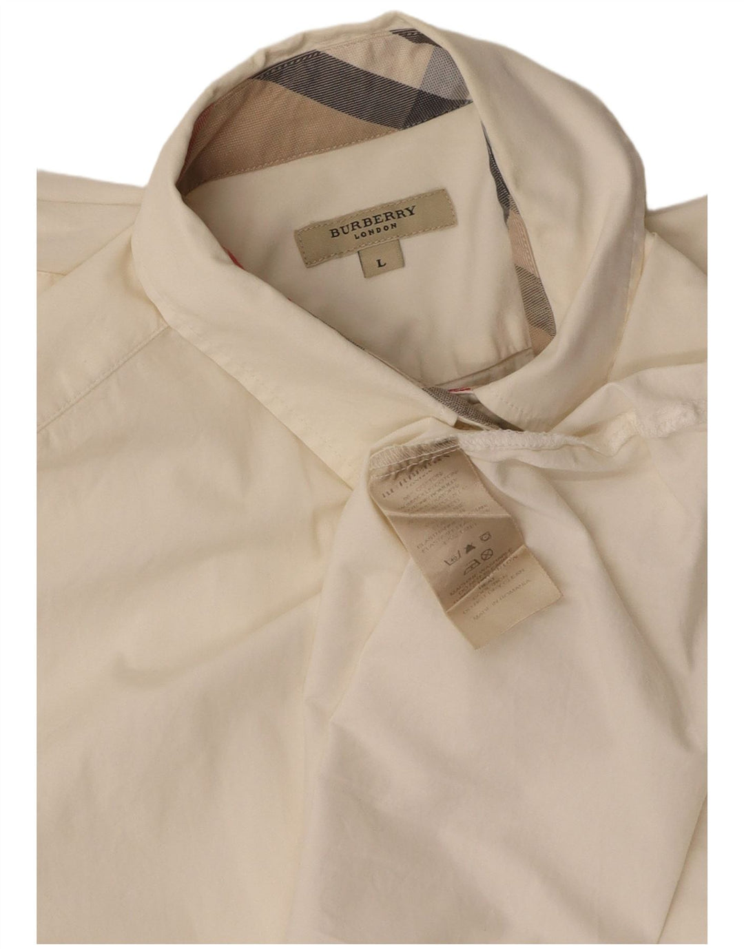 Camicia da donna BURBERRY UK 16 grande cotone bianco sporco