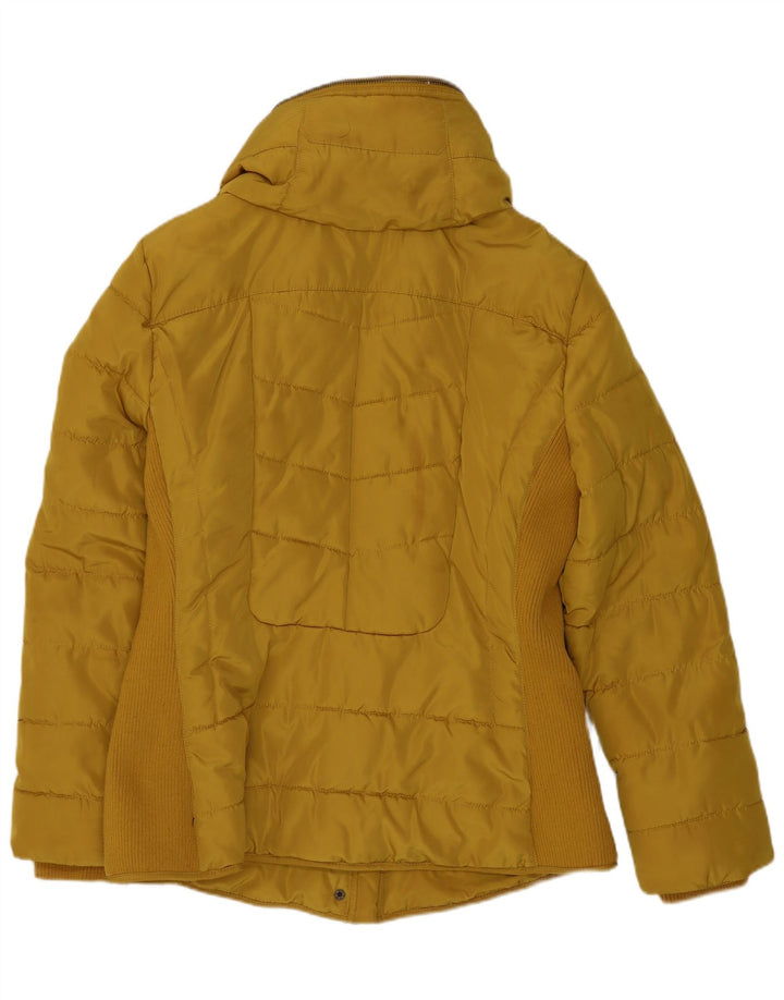 Giacca imbottita con cappuccio da donna Laura Ashley UK 12 poliestere giallo medio