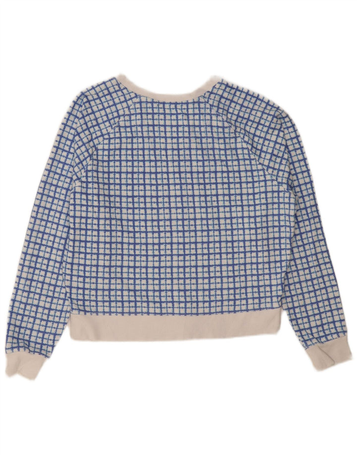 CHAMPION Womens Crop Sweatshirt Jumper UK 16 Large Blue Check Cotton