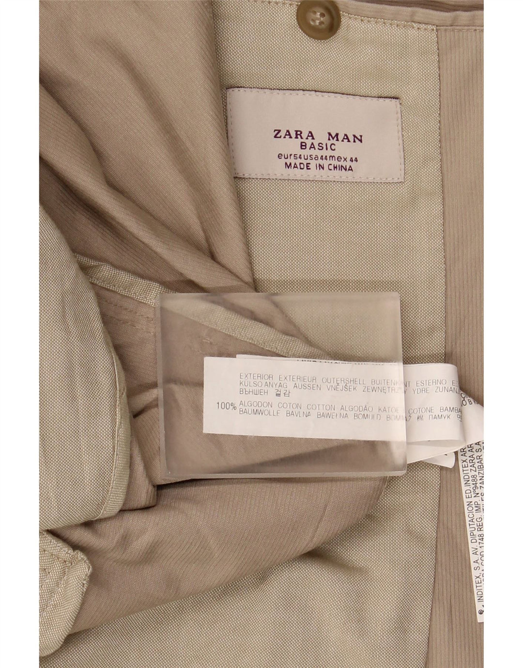 ZARA Giacca Blazer a 2 Bottoni da Uomo EU 54 XL Cotone Beige