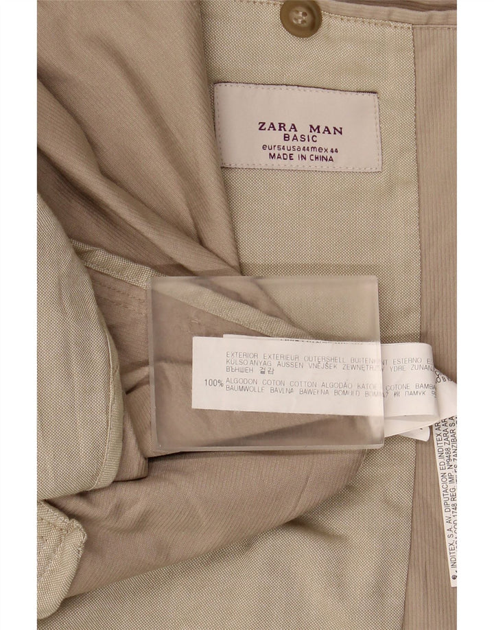 ZARA Giacca Blazer a 2 Bottoni da Uomo EU 54 XL Cotone Beige
