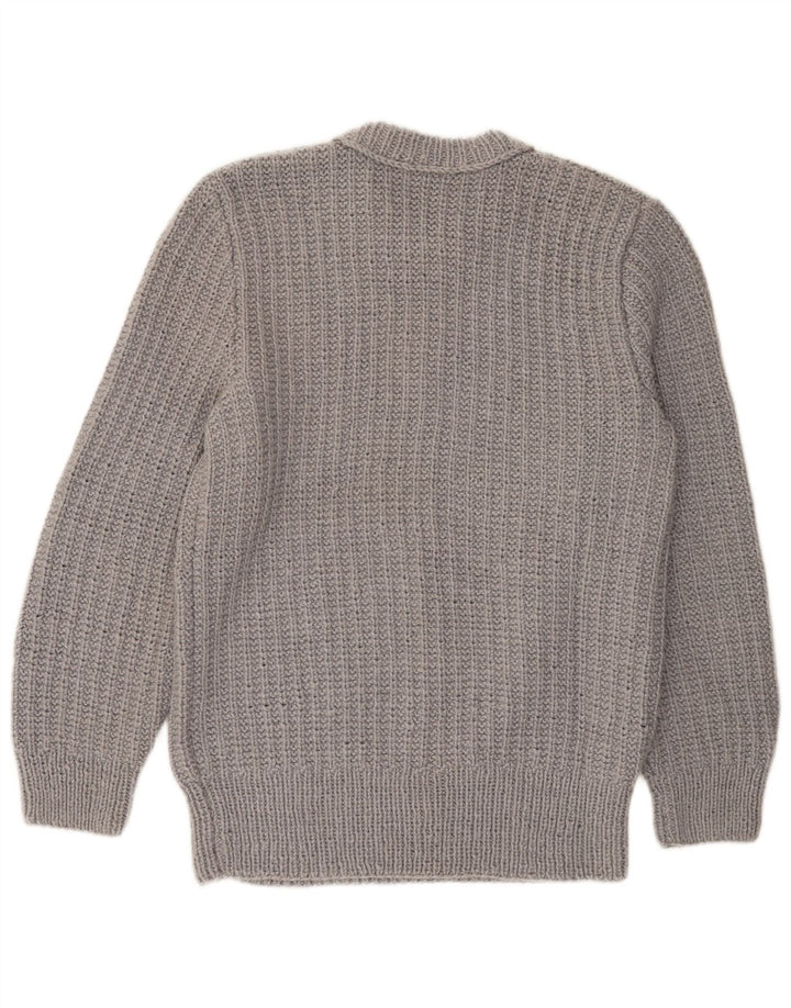 Maglione vintage da uomo con scollo a barca grigio medio