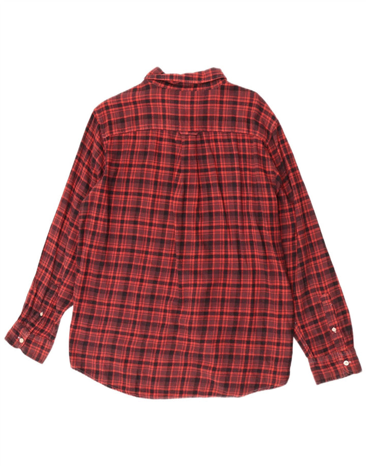 Chaps Camicia da uomo in flanella di cotone a quadri bordeaux grandi