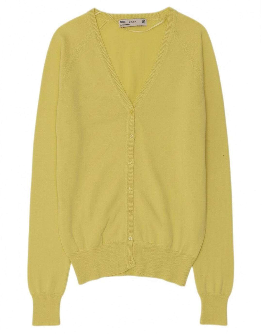 Maglione cardigan da donna Zara UK 12 cotone giallo medio