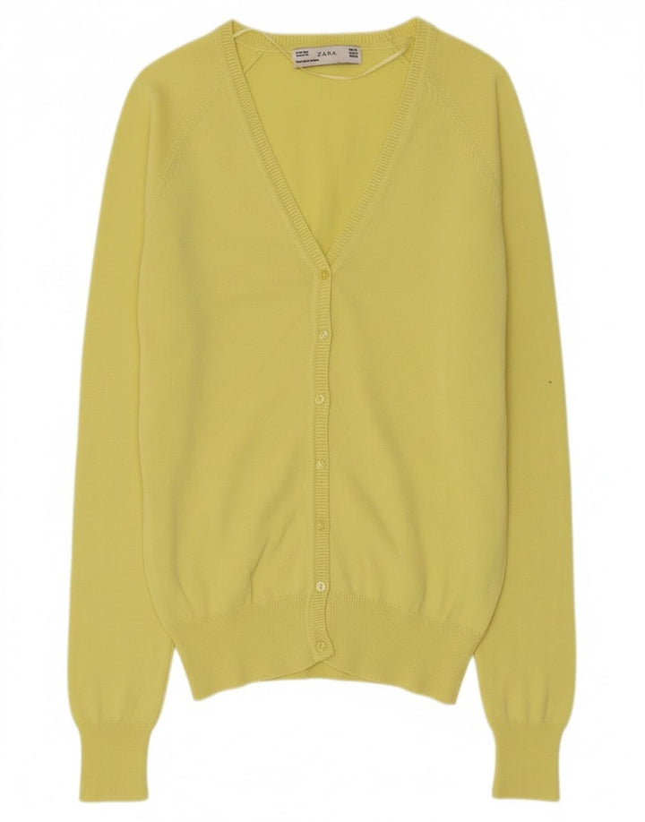 Maglione cardigan da donna Zara UK 12 cotone giallo medio