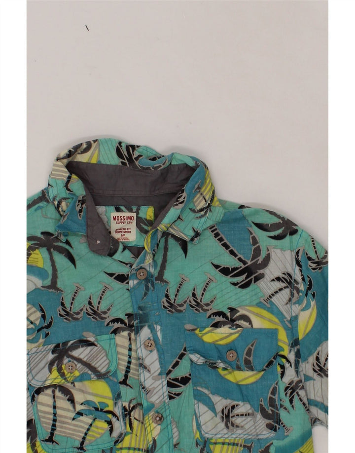 MOSSIMO Mens Athletic Fit  Short Sleeve Shirt Small Blue Cotton Hawaiian Vintage Mossimo and Second-Hand Mossimo from Messina Hembry 