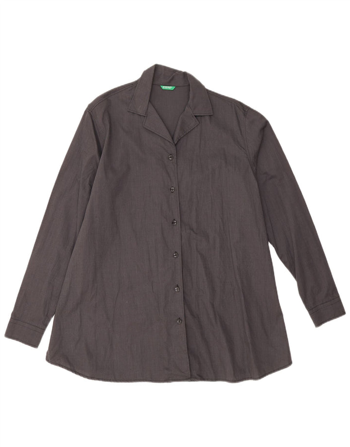 Camicia oversize da donna Benetton UK 10 piccola in cotone grigio