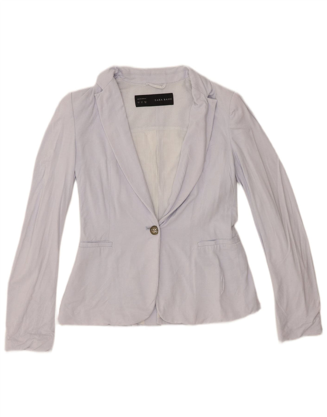 Giacca blazer a 1 bottone da donna Zara UK 10 piccola in cotone blu