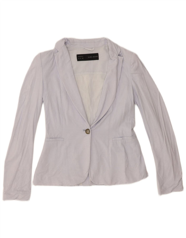 Giacca blazer a 1 bottone da donna Zara UK 10 piccola in cotone blu