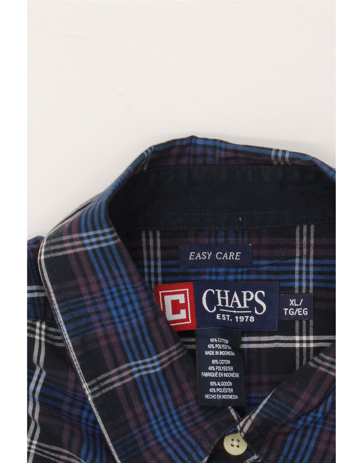 CHAPS Mens Big & Tall Shirt XL Blue Check Cotton Vintage Chaps and Second-Hand Chaps from Messina Hembry 