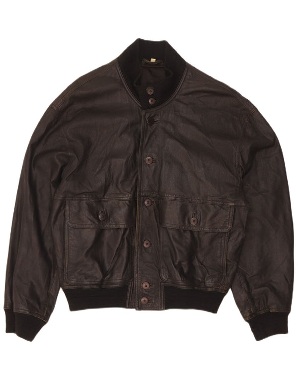 Giacca bomber da uomo vintage in pelle IT 46 piccola in pelle nera