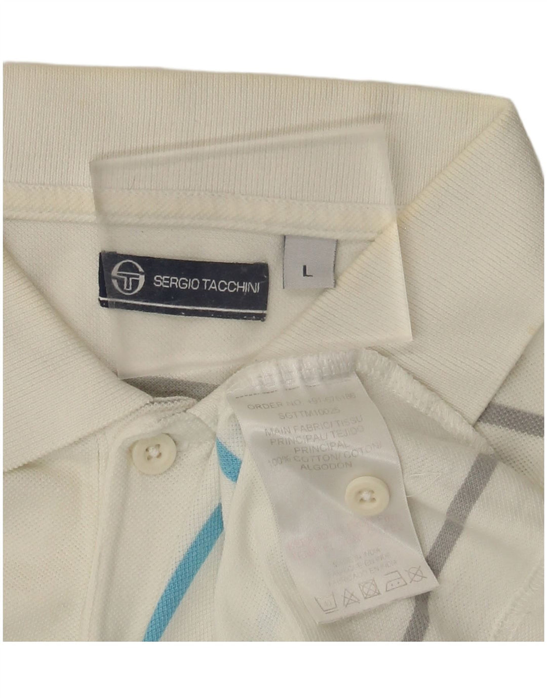 Polo Uomo Sergio Tacchini Maglia Grande in Cotone a Righe Bianche