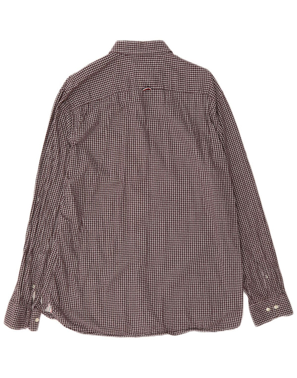 Camicia da uomo in flanella Tommy Hilfiger XL in cotone a quadretti bordeaux