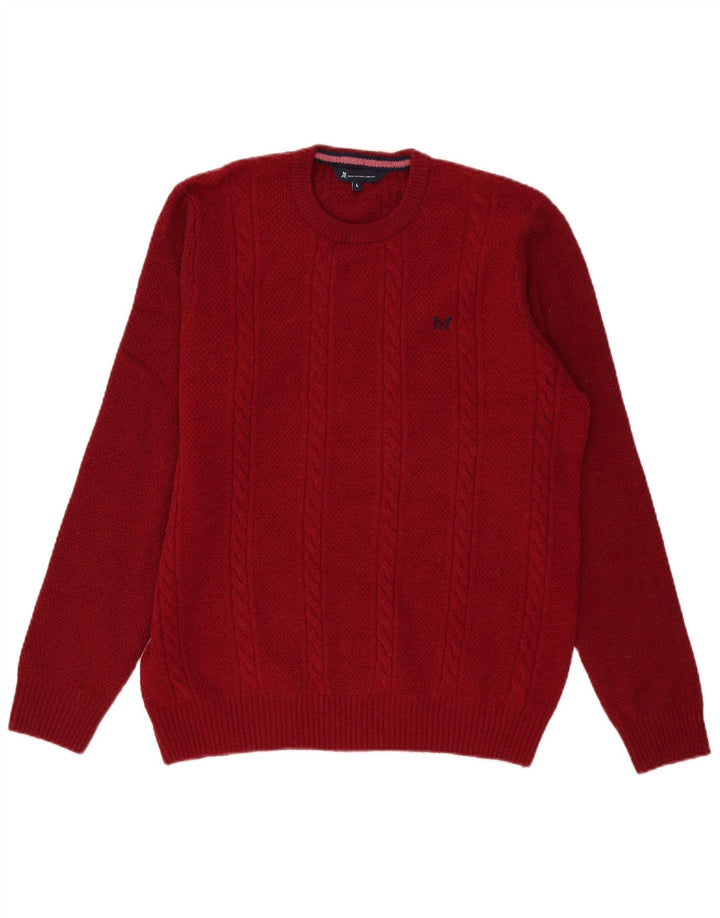 Crew Clothing Maglione girocollo da uomo in lana d'agnello rossa grande